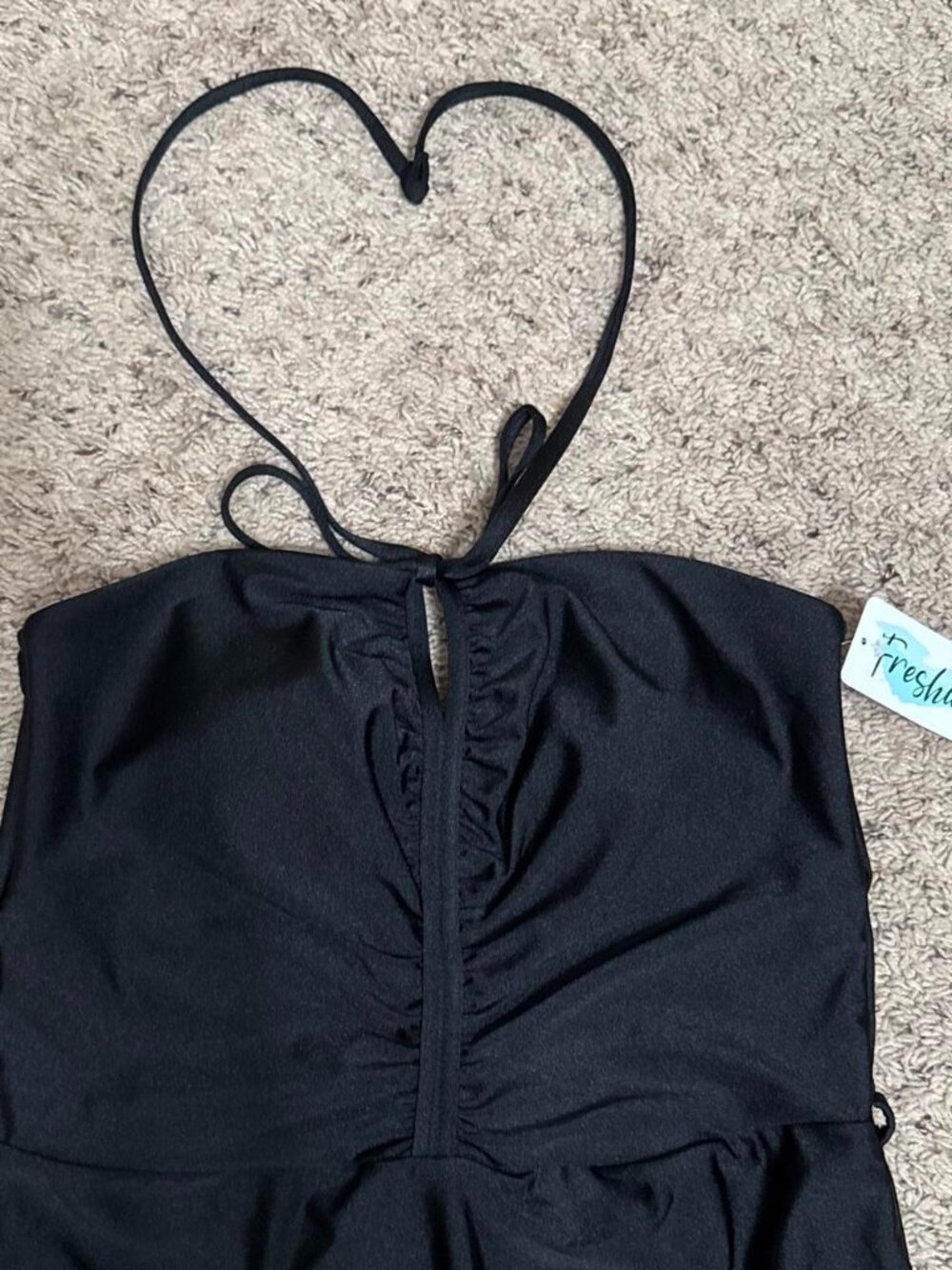 Black one piece swimsuit with ruched detail #swimwear #ruched #blackswimwear